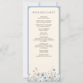 Dusty Blue Boho Wildflower huwelijksprogramma (Achterkant)