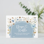 Dusty Blue Boho Wildflower Meadow Luier Raffle Informatiekaartje (Staand voorkant)