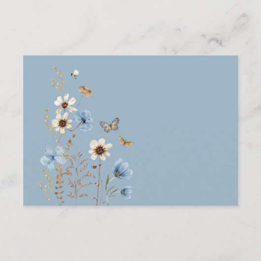 Dusty Blue Boho Wildflower Meadow Luier Raffle Informatiekaartje (Achterkant)