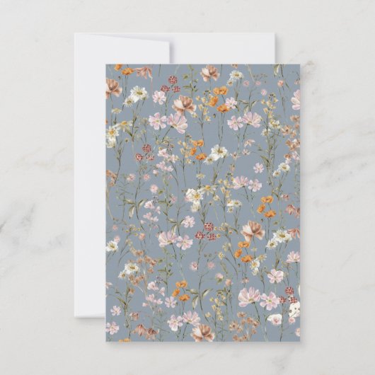 Dusty Blue Boho Wildflower rustieke tuin bruiloft Kaart (Achterkant)
