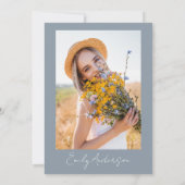 Dusty Blue Boho Wildflower Vrijgezellenfeest Foto Kaart (Achterkant)