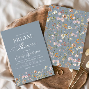 Dusty Blue Boho Wildflower Vrijgezellenfeest Kaart