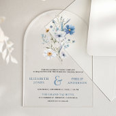 Dusty Blue Boho Wildflower Wedding Acryl Uitnodigingen