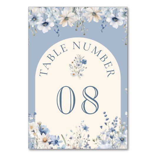 Dusty Blue Boho Wildflower Wedding Kaart (Voorkant)