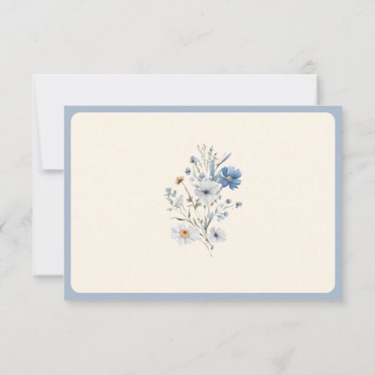 Dusty Blue Boho Wildflower Wedding RSVP Kaartje (Achterkant)