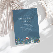 Dusty Blue Boho Wildflower Wedding Uitnodiging