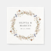Dusty Blue Boho Wildflower Wreath Wedding Servet (Voorkant)