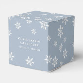 Dusty Blue Boho Winter Sneeuwvlok Baby shower Bedankdoosjes (Achterkant)