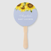 Dusty Blue Boho Yellow Zonnebloem Baby shower Handwaaier (Voorkant)