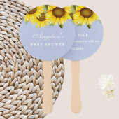 Dusty Blue Boho Yellow Zonnebloem Baby shower Handwaaier