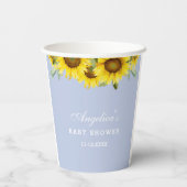 Dusty Blue Boho Zonnebloem Baby shower Paper Cup Papieren Bekers (Achterkant)