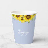 Dusty Blue Boho Zonnebloem Baby shower Paper Cup Papieren Bekers (Voorkant)