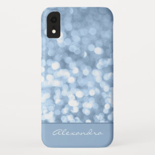 Dusty Blue Bokeh Glitter Sparkly Monogram Case-Mate iPhone Case