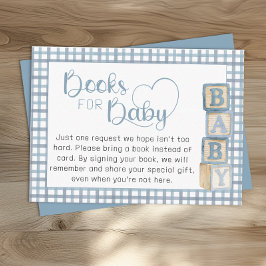 Dusty Blue Books for Baby Card Baby Shower Insert Informatiekaartje