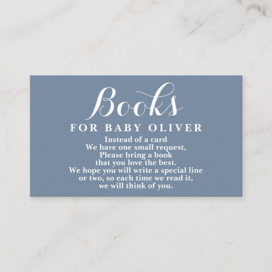 Dusty Blue Books for Baby Request Card Informatiekaartje (Voorkant)