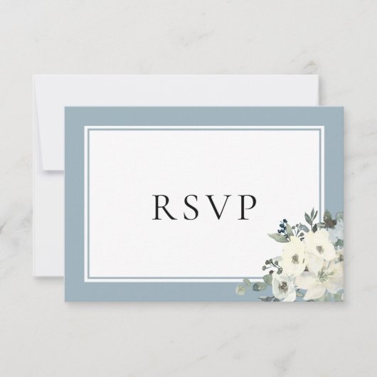 Dusty Blue Border Elegant Menu Choice RSVP Card (Voorkant)