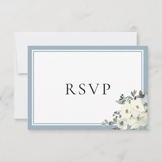 Dusty Blue Border Elegant Menu Choice RSVP Card (Voorkant)