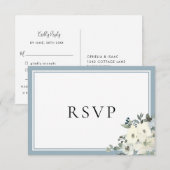Dusty Blue Border Elegant Menu Choice RSVP Card (Voorkant / Achterkant)