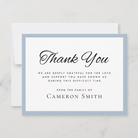 Dusty blue border sympathie bedankt je kaart (Voorkant)