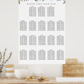 Dusty Blue Botanical 18 Table Seating Chart Poster (Keuken)