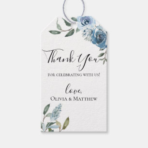 Dusty Blue Botanical Bedankt Cadeaulabel
