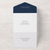 Dusty Blue Botanical Bloom Script Bruiloft All In One Uitnodiging (Buitenkant)