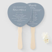 Dusty Blue Botanical Branch Trouwprogramma Handwaaier (Voorkant en achterkant)