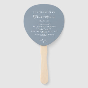 Dusty Blue Botanical Branch Trouwprogramma Handwaaier