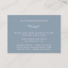 Dusty Blue Botanical Branch Wedding Accommodations Informatiekaartje