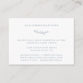 Dusty Blue Botanical Branch Wedding Accommodations Informatiekaartje