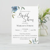 Dusty Blue Botanical Bridal Shower Uitnodiging (Staand voorkant)