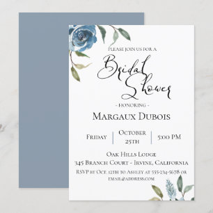 Dusty Blue Botanical Bridal Shower Uitnodiging