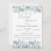 Dusty Blue Botanical Bridal Shower Uitnodiging (Voorkant)