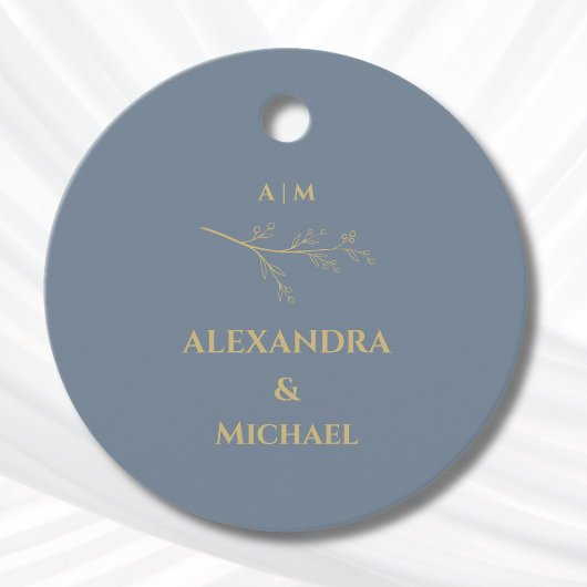 Dusty Blue Botanical Christian Wedding Thank You Bedankjes Labels