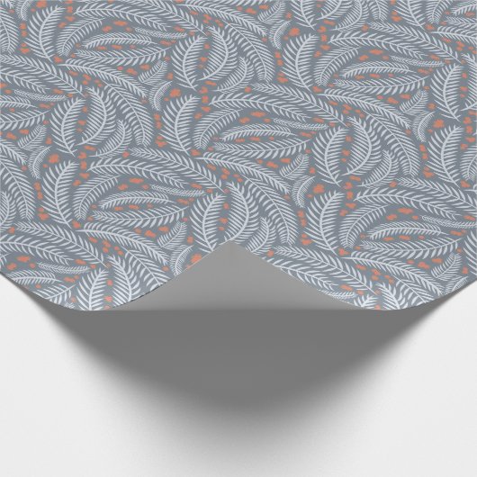 Dusty Blue Botanical Christmas Pine Tree Leaf Cadeaupapier (Hoek)