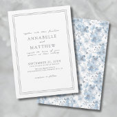 Dusty Blue Botanical Classic Elegant Wedding Kaart