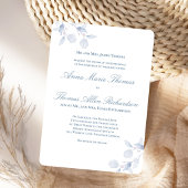 Dusty Blue Botanical Classic Formal Wedding Invite Kaart