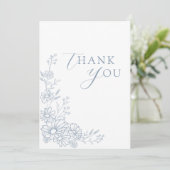 Dusty Blue Botanical Daisy Garden Wedding Bedankkaart (Staand voorkant)