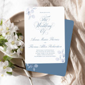 Dusty Blue Botanical Elegant Wedding Of Minimal Kaart