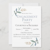 Dusty Blue Botanical Engagement Party uitnodiging (Voorkant)