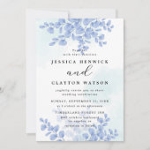 Dusty Blue Botanical Eucalyptus Leaves Wedding Kaart (Voorkant)