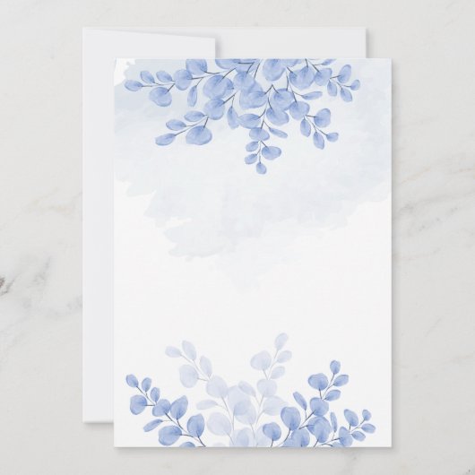 Dusty Blue Botanical Eucalyptus Leaves Wedding Kaart (Achterkant)