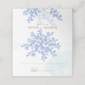 Dusty Blue Botanical Eucalyptus Leaves Wedding Plaatskaartje (Buitenkant ongevouwen)