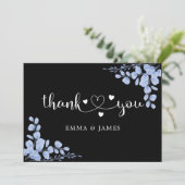 Dusty Blue Botanical Eucalyptus Weddenschap Bedankkaart (Staand voorkant)