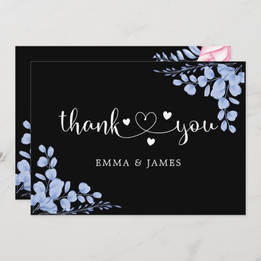 Dusty Blue Botanical Eucalyptus Weddenschap Bedankkaart (Voorkant / Achterkant)