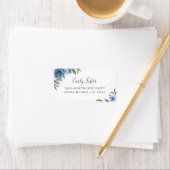 Dusty Blue Botanical Floral Address Label (Insitu)