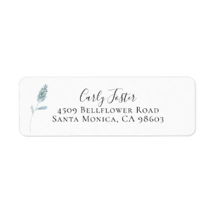 Dusty Blue Botanical Floral Retouradres Etiket