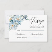 Dusty Blue Botanical Floral RSVP kaart (Voorkant)