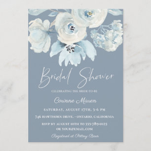 Dusty Blue Botanical Floral Vrijgezellenfeest Kaart