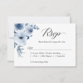 Dusty Blue Botanical Floral Wedding RSVP Kaartje (Voorkant)